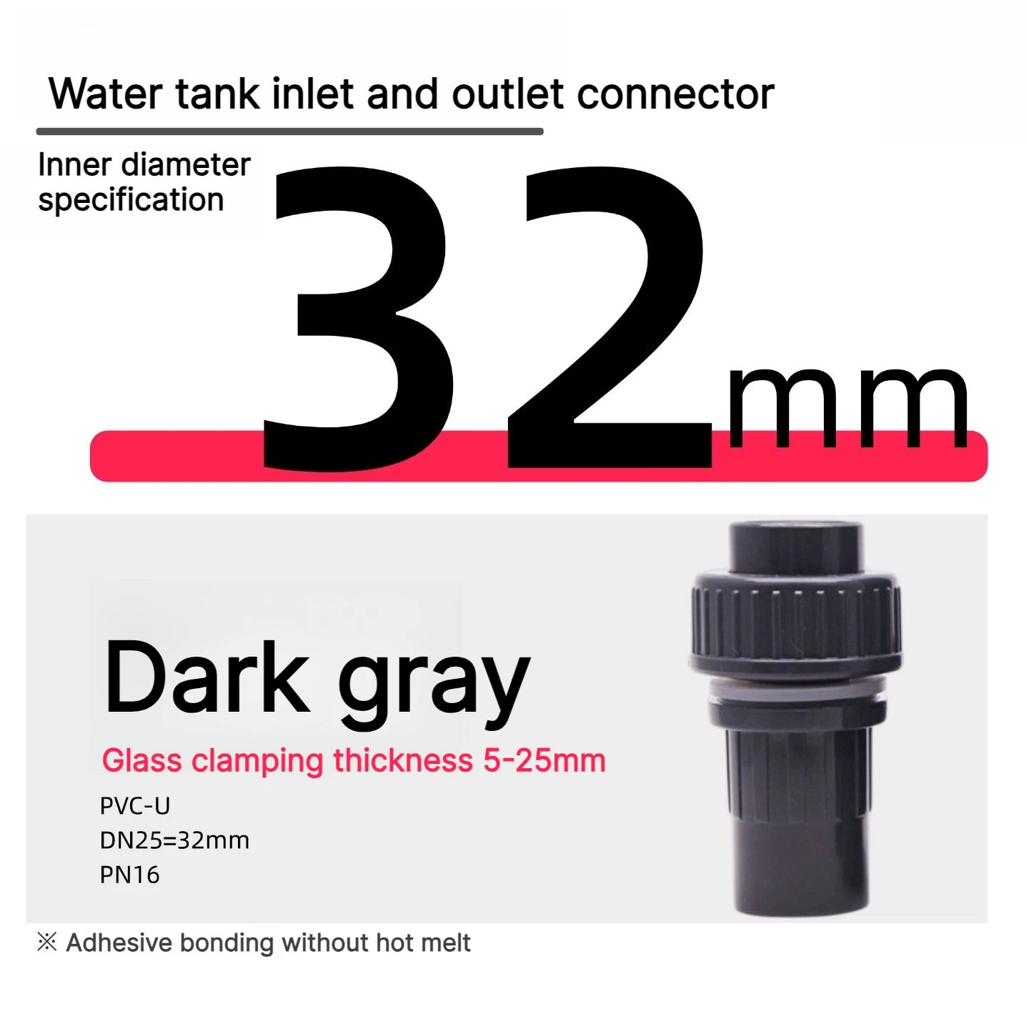 20/25/32/40mm Fish Tank Water Pipe Plastic PVC Black Tube Fittings Joint Duck Bill Outlet Aquarium Accessories Water Inlet Pipes Oasis Select Inner diameter 32mm