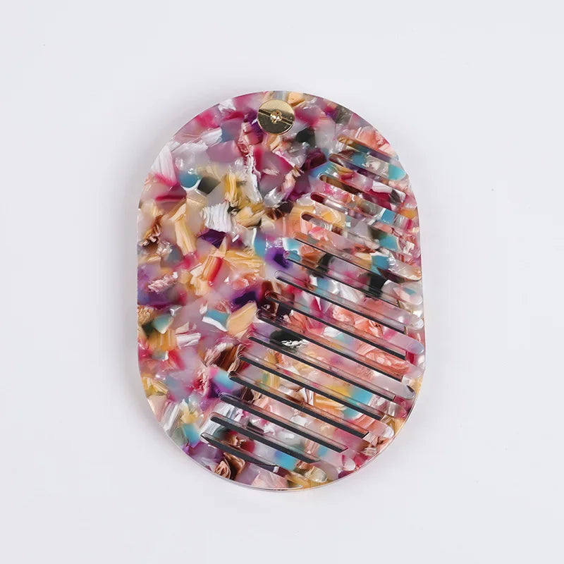 Simple Acetate Makeup Mirror Multifunctional Mini Mirror Comb Thickened Anti Static Skin Care Tools Travel Ins Style Oasis Select F