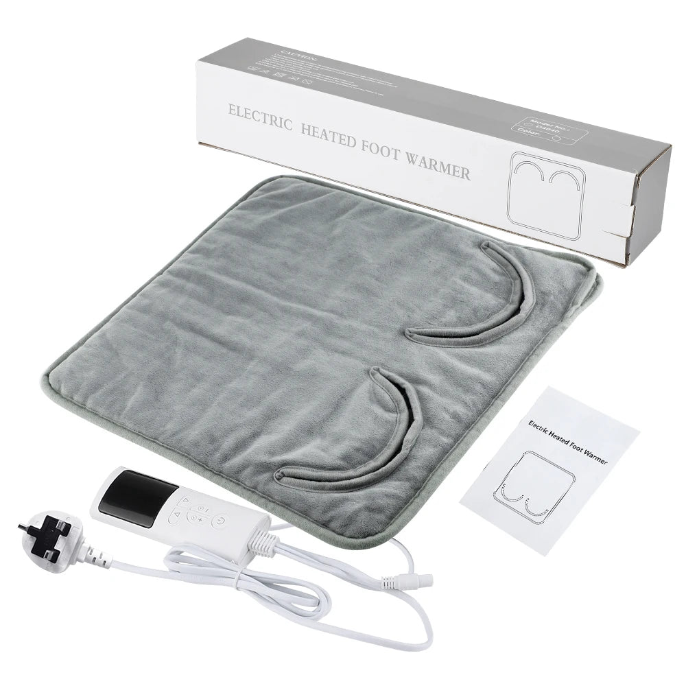 Electric Foot Warmer Pad – Washable Plush Mat, 9 Heat Settings