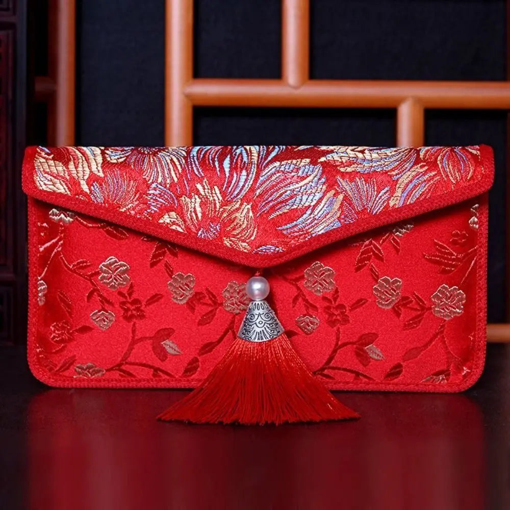 Embroidered Silk Red Envelope Gift Bag – New Year & Wedding Embroidered Gift Bag Oasis Select