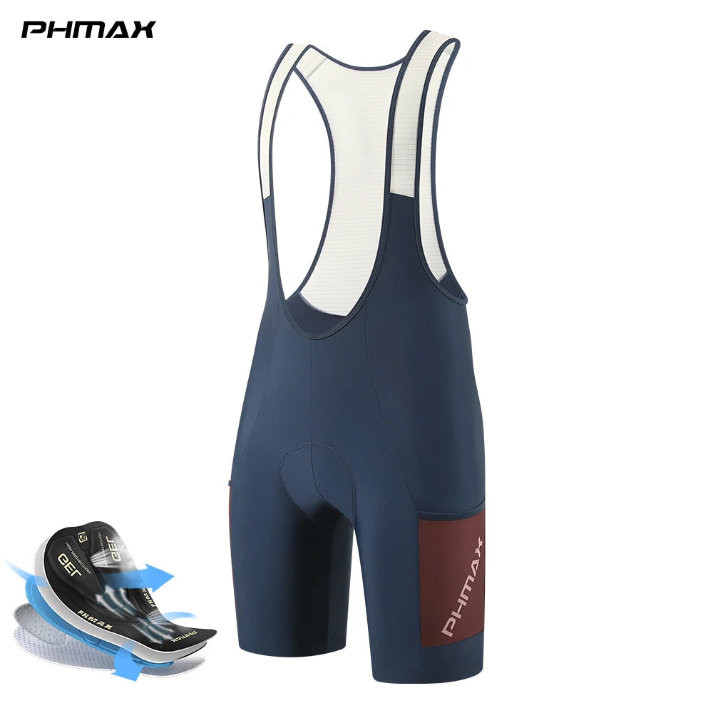 PHMAX Men's Cycling Bib Shorts 5D Silicone Gel Pad Shock Absorption Road Bike Bibs Summer Breathable Bicycle Riding Shorts Oasis Select PM-DBK-44502 XL