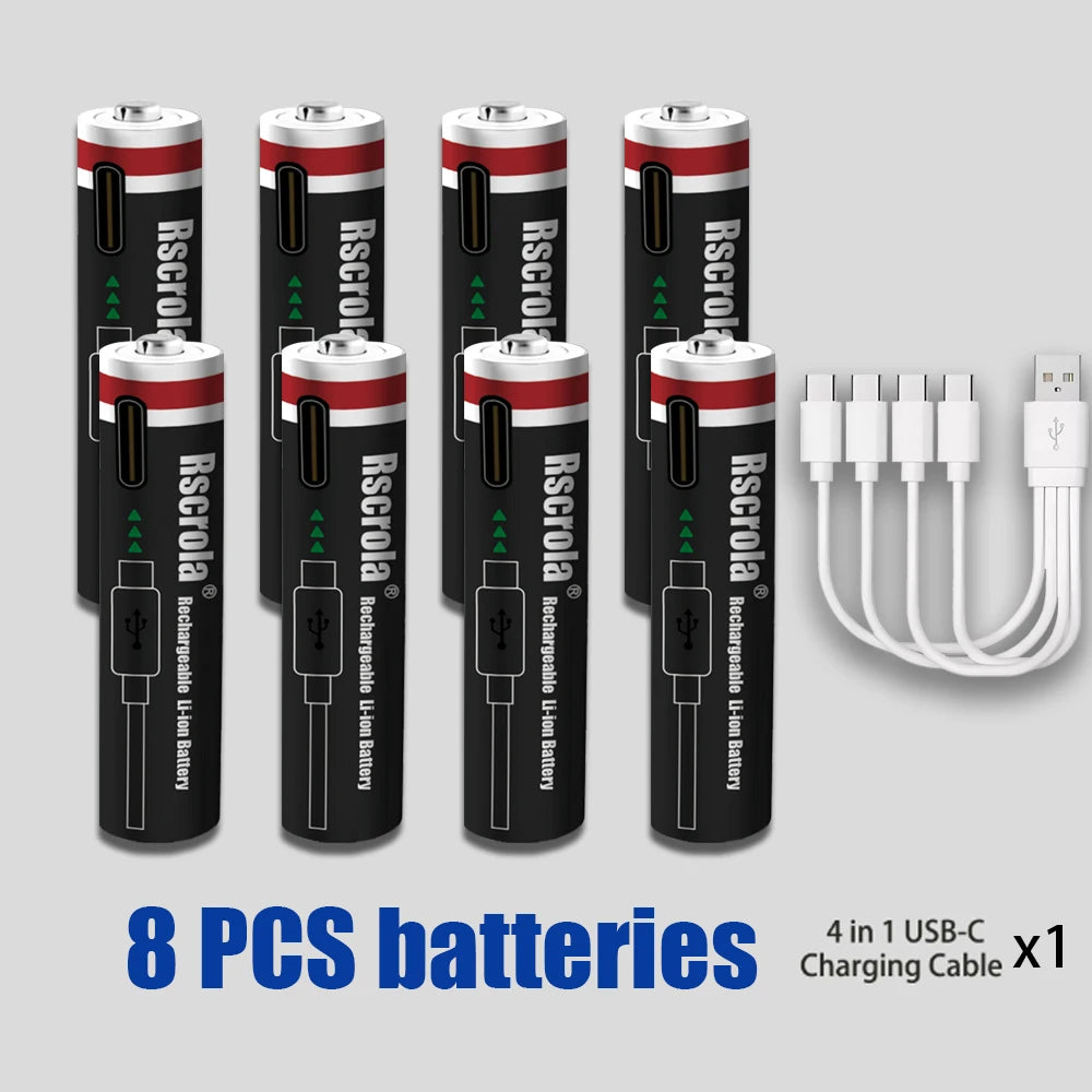 AAA 1.5V 8000mAh Lithium Batteries USB Rechargeable AAA Battery with 4-in-1 USB Cable for Toys Camera Flashlight Oasis Select 8PCS Batteries 1.5V China Mainland