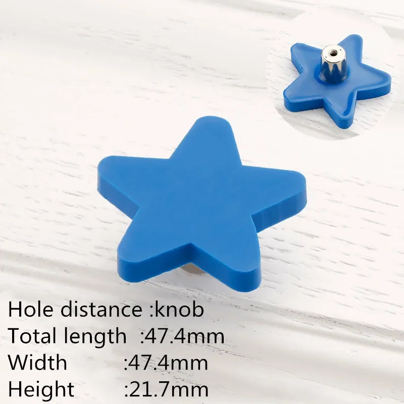 Children Room Rubber Cabinet Knobs and Handles Wardrobe Door Drawer Pulls Cute Star White Cloud Furniture Handle Oasis Select star blue