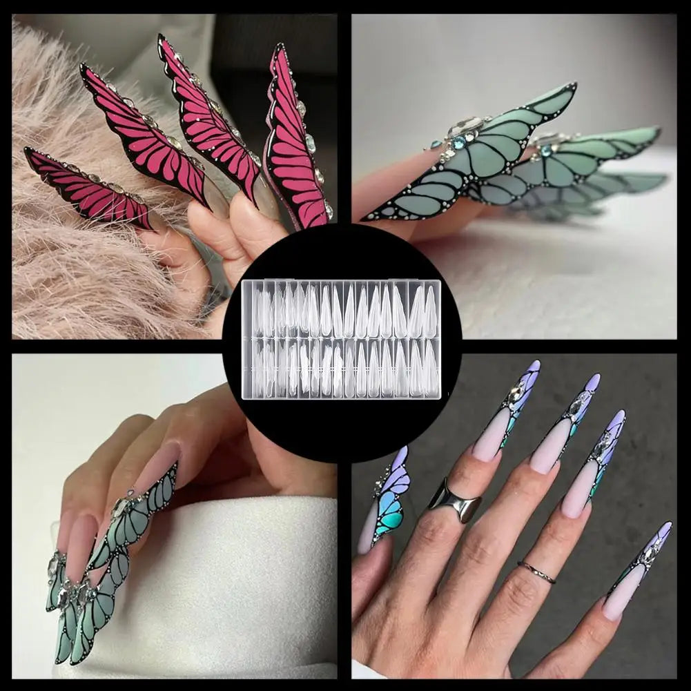 Extra Long Butterfly Nail Dual Forms 150pcs Extended Length Reusable Gel Extension Molds Guildelines Polygel Tips For Nail Art Oasis Select
