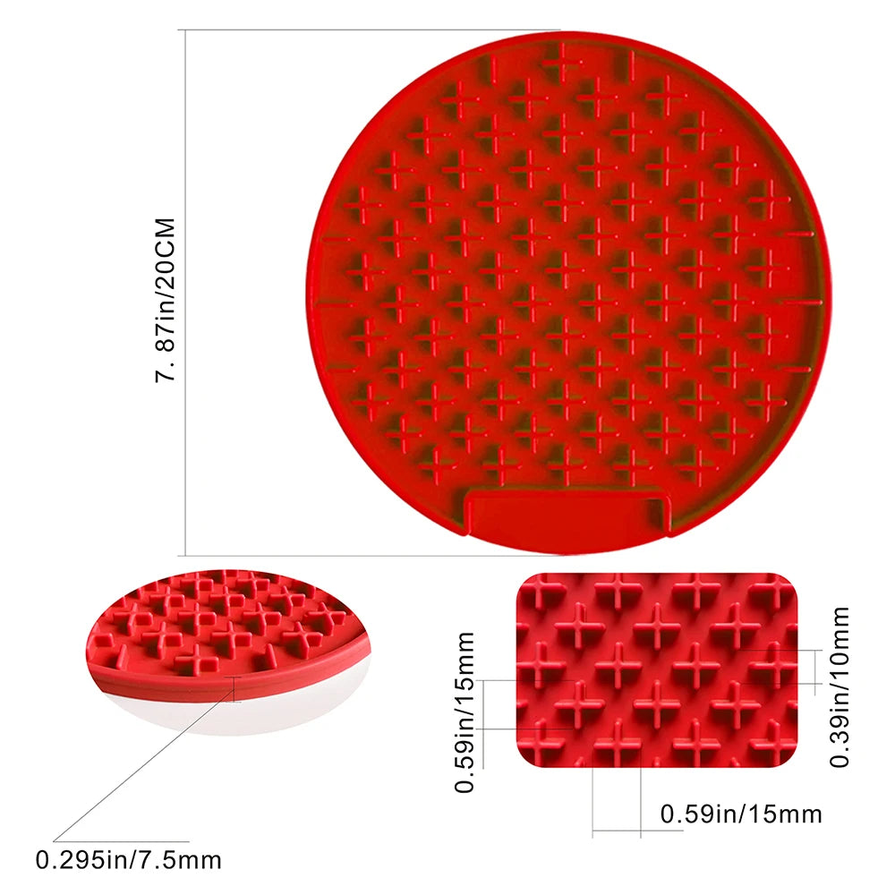 Mat For Dogs Cats Slow Food Bowls Silicone Pets Feeding Lick Pad Pet Slow Feeder Anxiety Food Container Lickimat for Dogs Puppy Oasis Select 1pc red round