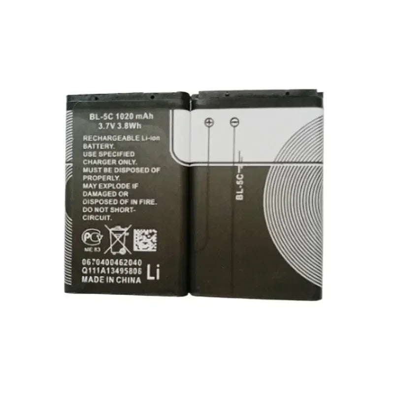 BL-5C 3.7V 1020mAh Battery BL5C BL 5C Rechargeable Batteries for Nokia 2112 2118 2255 2270 2280 2300 2600 2610 3125 3230 Oasis Select 2pcs BL-5C