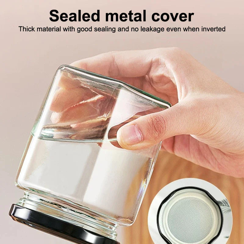 2Pcs Food Grade Empty Round Clear Glass Jar Seal Pot Honey Bottles Sauce Bottles With Metal Black Lid 45-730ML Kitchen Storage Oasis Select