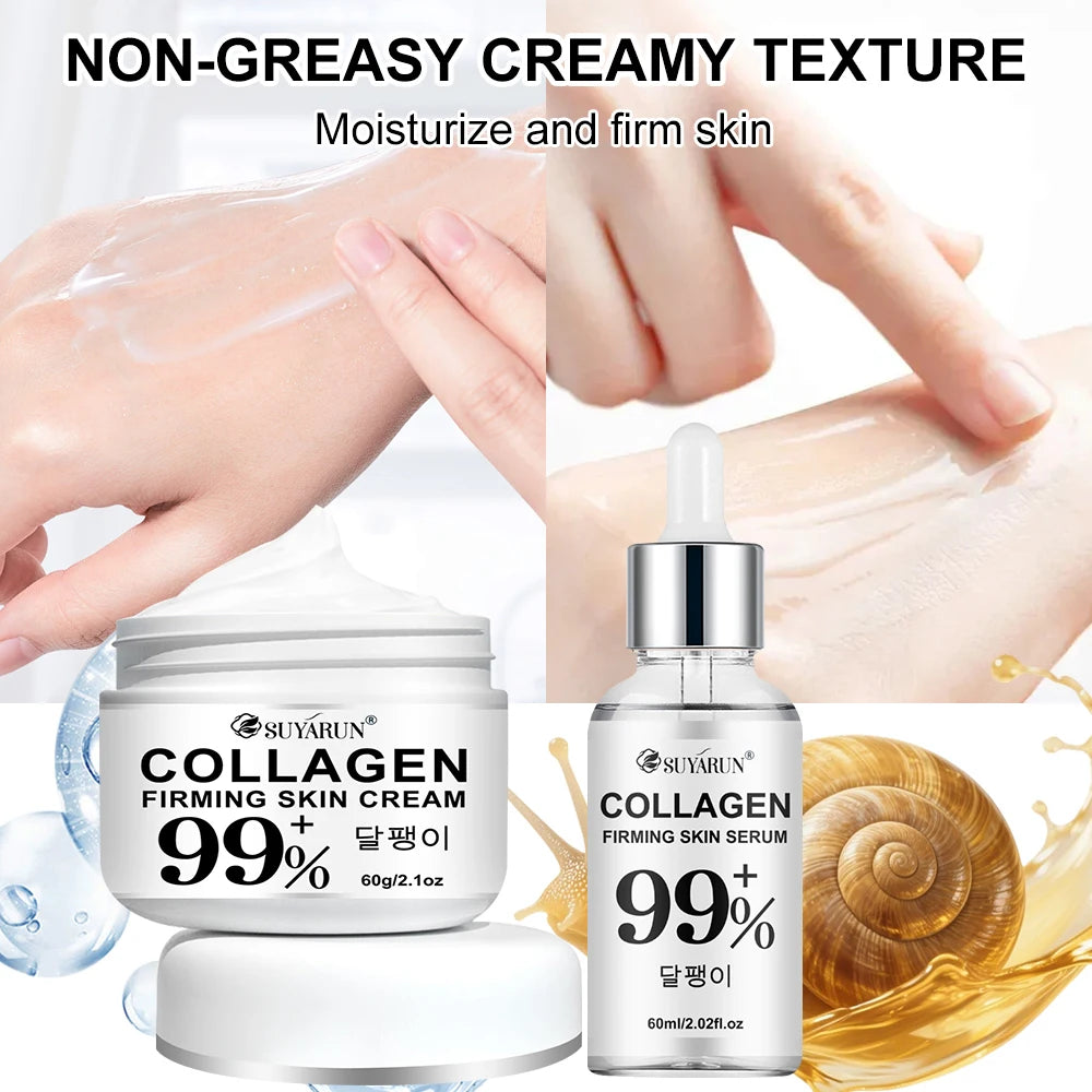 SUYARUN Anti-Aging Collagen Cream & Serum Set - Moisturizing, Wrinkle Reduction, Firming, Brightening - Free Shipping. Oasis Select