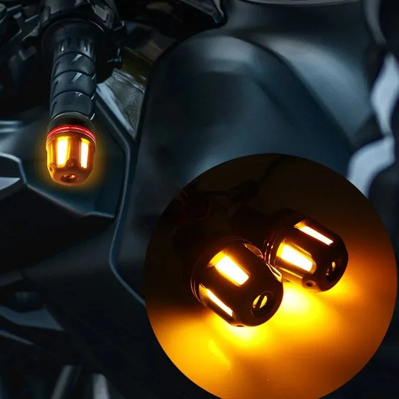 1Pair Motorcycle Handlebar End Light 12V LED Strobe Lamp DRL Driving Light Waterproof Side Warning for Scooter Moto Accessory Oasis Select
