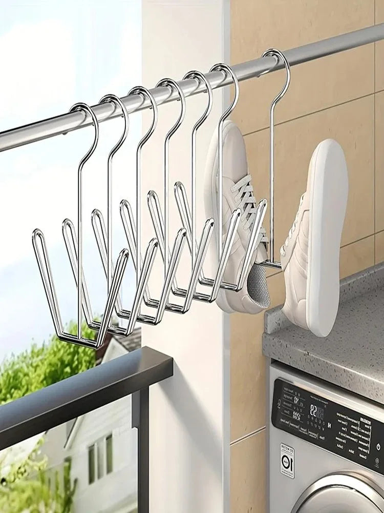 Stainless Steel Shoe Hanger Rack – Double Hook Drying Design Shoe Hanger Rack Oasis Select