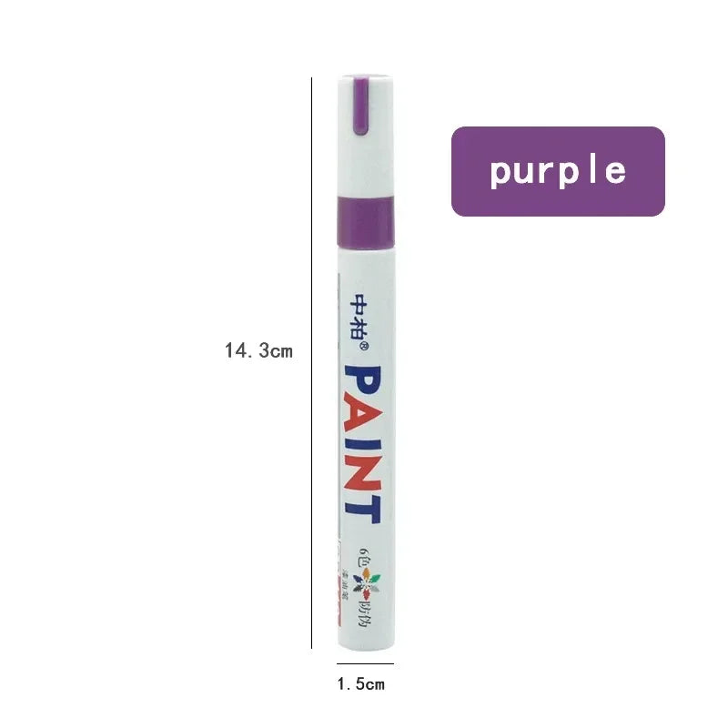 1/2pcs Oily Painting Pen Waterproof Permanent Graffiti Touch Up Tyre Marker Auto Rubber Tire Tread Mark Pen For Bike Cars Metal Oasis Select Purple