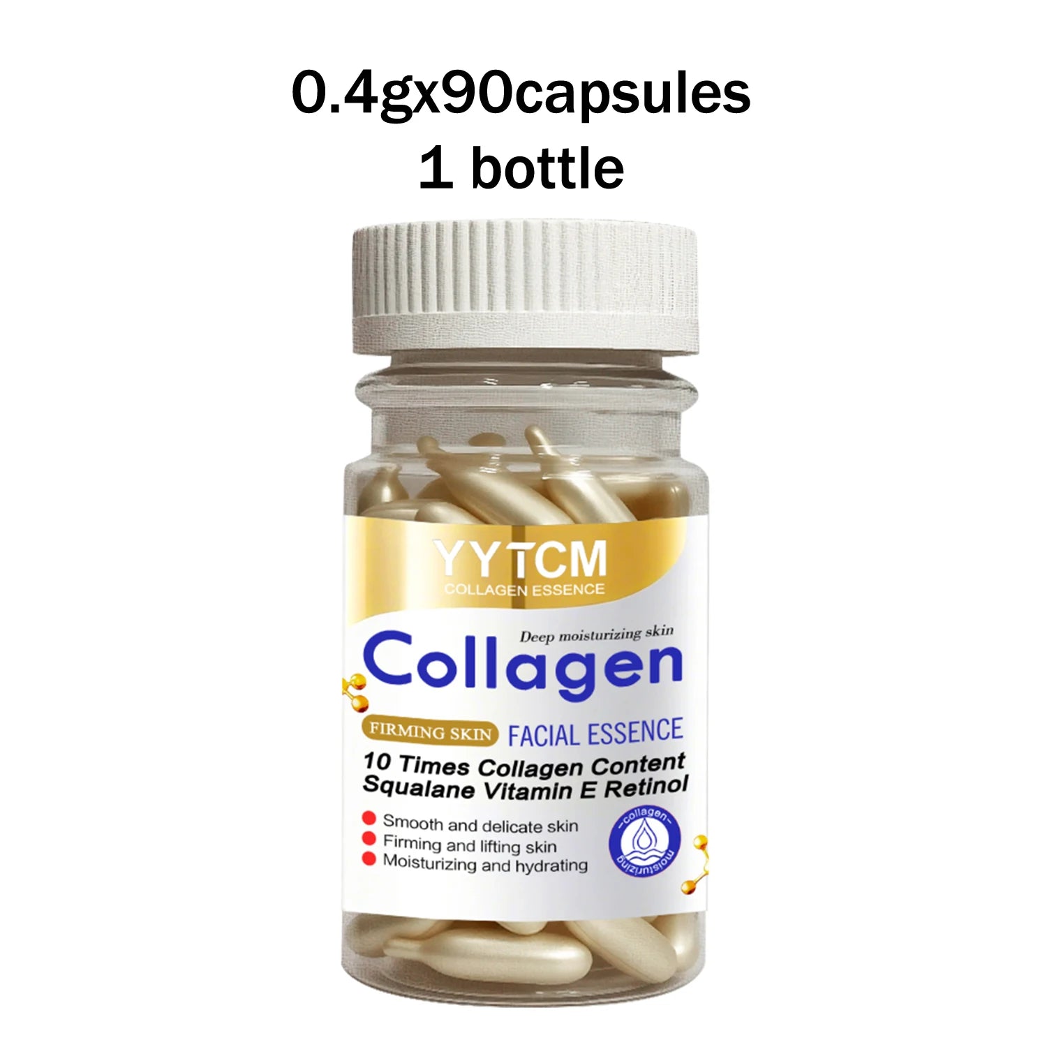 Collagen Firming Capsule Essence, Moisturizing and Smoothing the Skin, Contains Plant-Based Squalane, Retinol, and Vitamin E Deep Hydration Essence (0.4Gx30 Capsules)/Bag-1 Bag Oasis Select 1 Bottle 90 Capsules