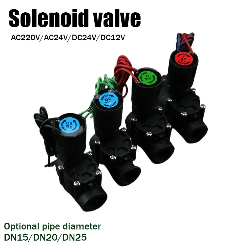 DN15 DN20 DN25 Normally Closed Solenoid Valve AC220/24V DC24/12V Nylon Valve for Landscape Irrigation Farm Garden 1/2" 3/4" 1" Oasis Select