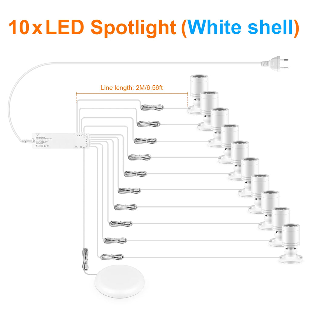 3W 12V Aluminum Dimmable LED Spotlight for Ceiling Light Toy Wine Cooler Display Souvenir Collect Cabinet Shelf,Decorative Lamps Oasis Select 10xSpotlight White Warm White