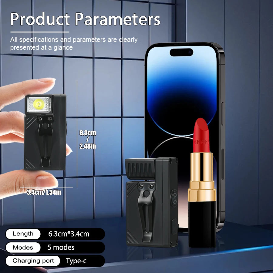 ZHIYU Mini EDC Flashlight 800LM LED COB USB-C Rechargeable