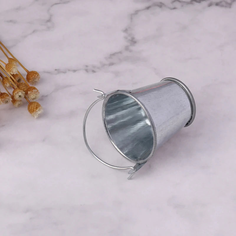 Mini Metal Tin Bucket Dollhouse Miniature Décor | 1:12 Scale