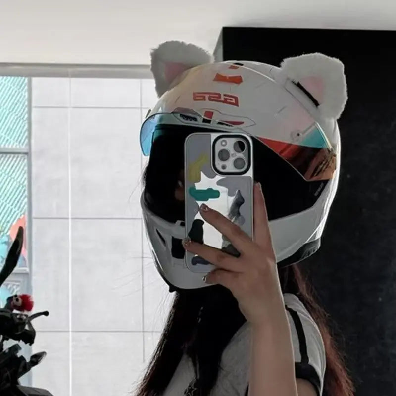 Motorcycle helmet decoration accessories Cat's ears (Steamed cat-ear shaped bread) quick release Velcro Oasis Select