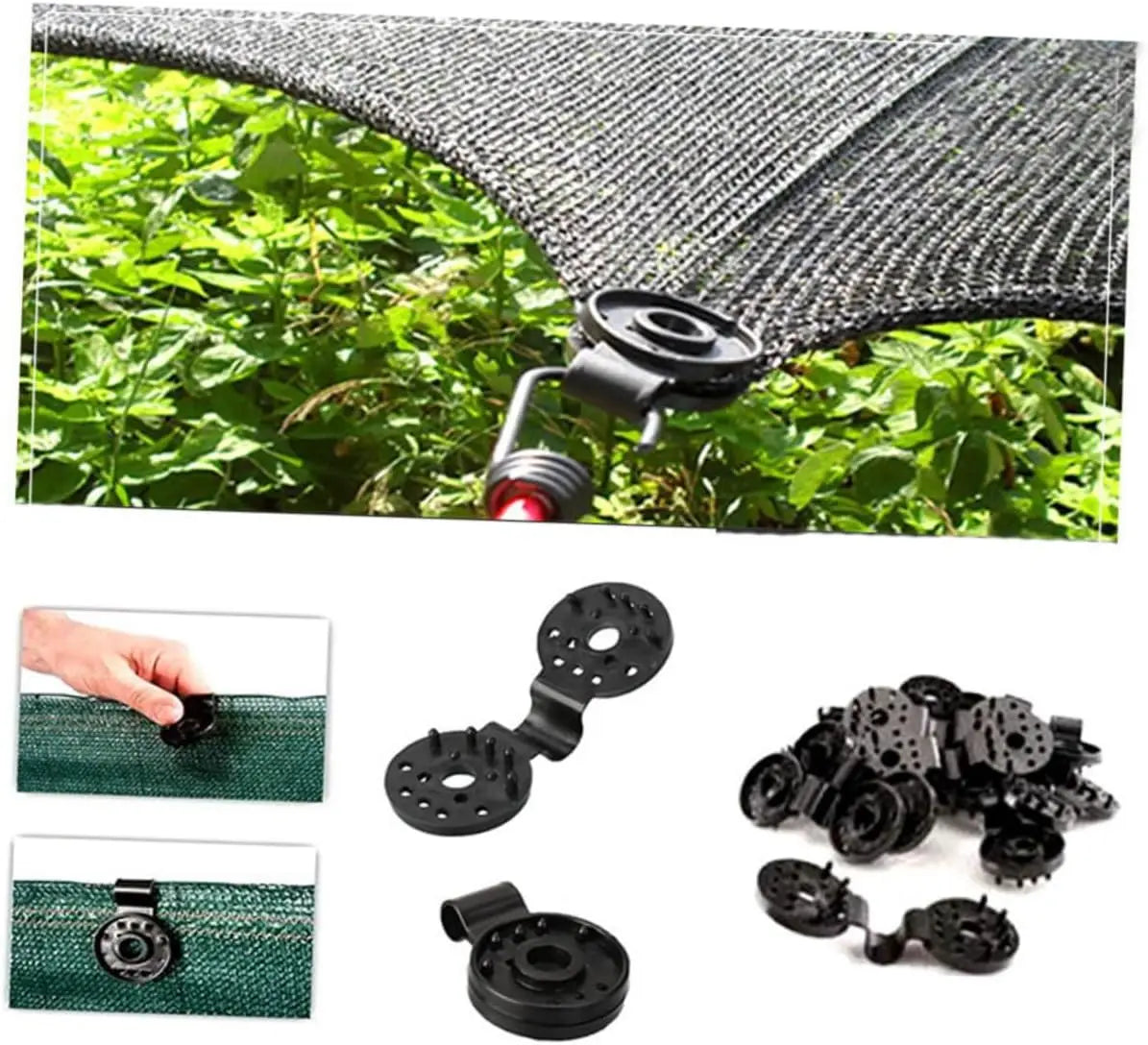 Reusable Sun Shade Clips Black Mesh Grip for Outdoor Canopy Garden Net Quick Easy Installation Wind Resistant Fasteners Oasis Select