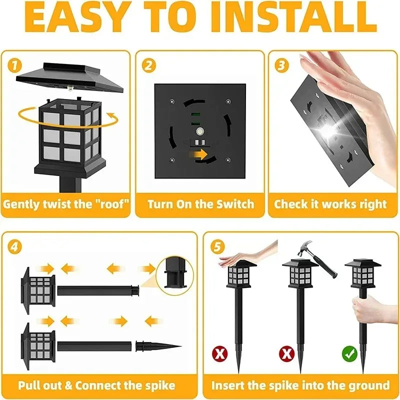 Solar LED Pathway Lights Outdoor IP65 Waterproof Garden Stake