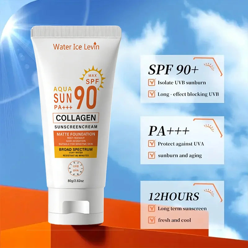 SPF 90 Collagen Sunscreen Cream – Matte, Reef Safe, Sensitive Skin Sunscreen Cream Oasis Select