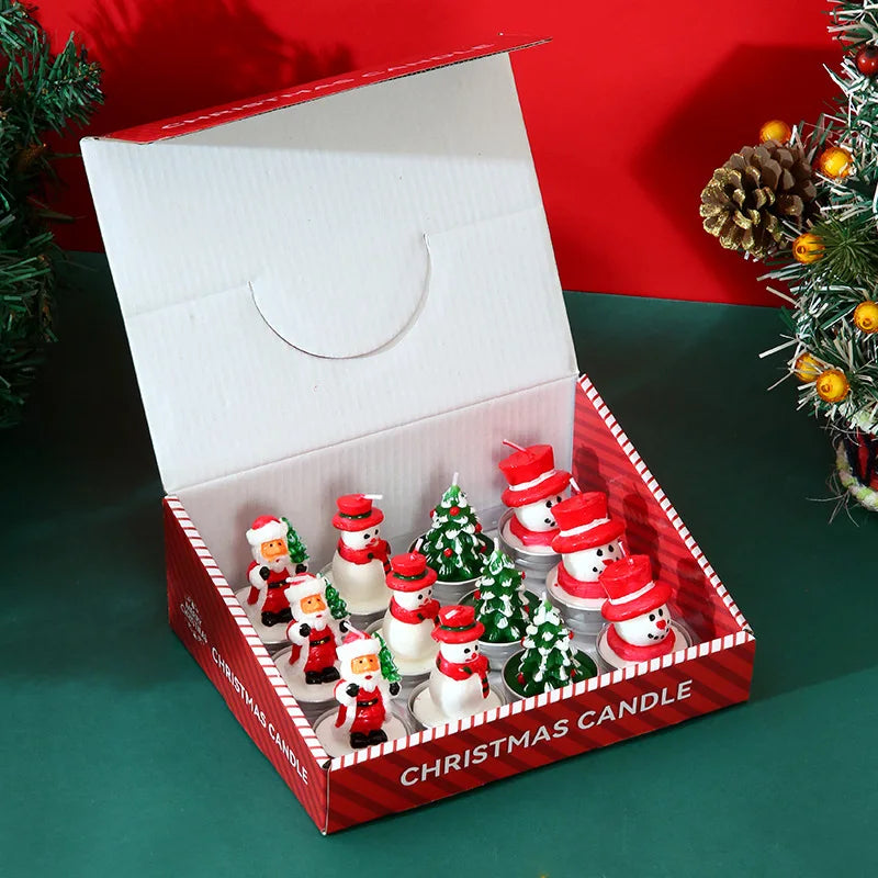 Christmas Mini Candle Set – 12 Festive Paraffin Wax Figures
