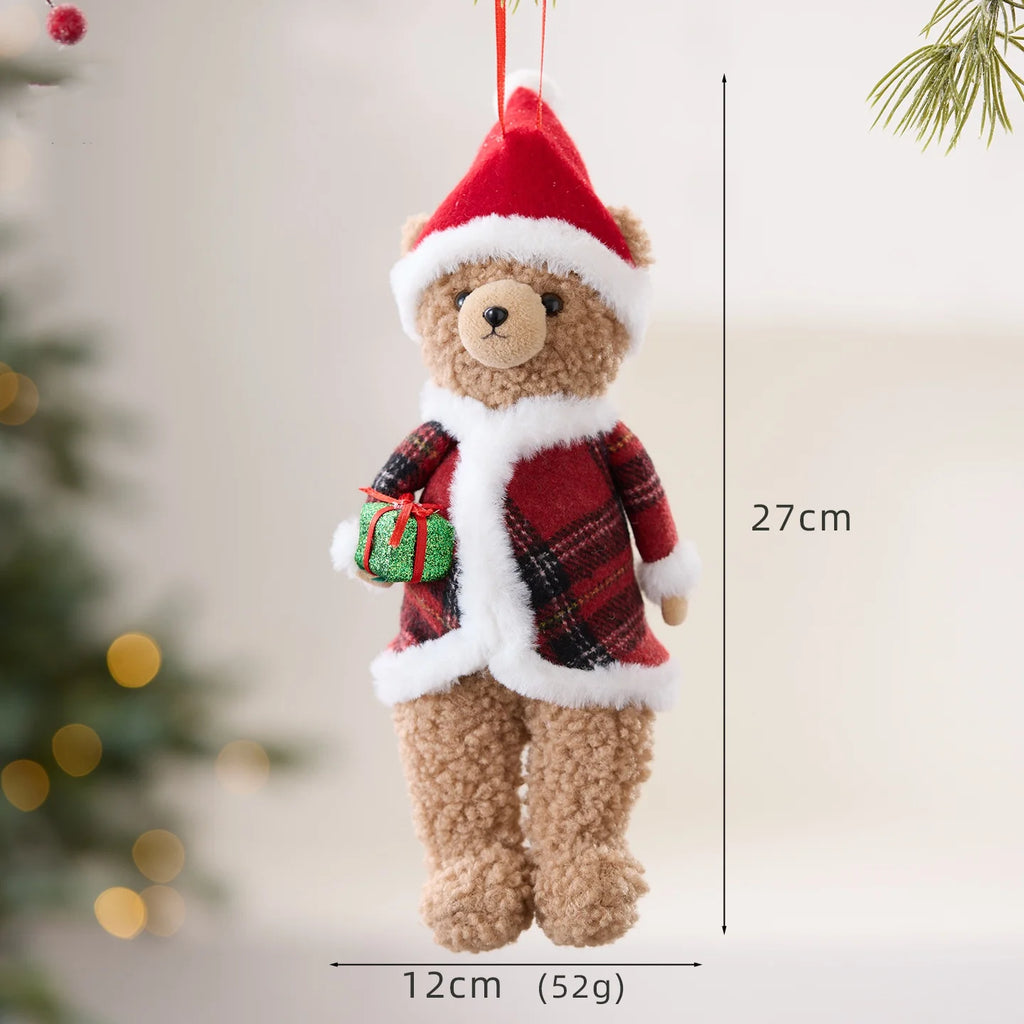Plush Christmas Bear Ornament | Festive Tree Hanging Pendant