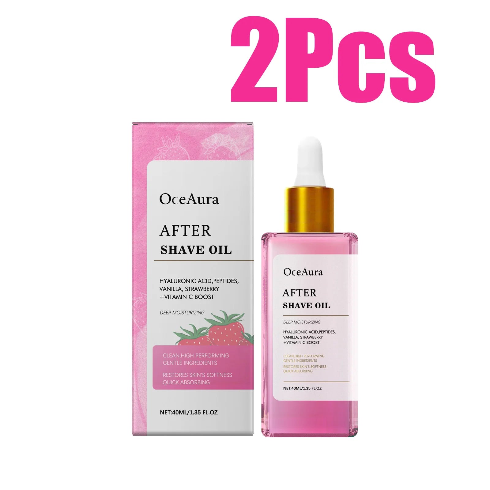 OceAura Strawberry After Shave Oil – Soothing & Moisturizing After Shave Oil Oasis Select 2 x 40ml Boxed