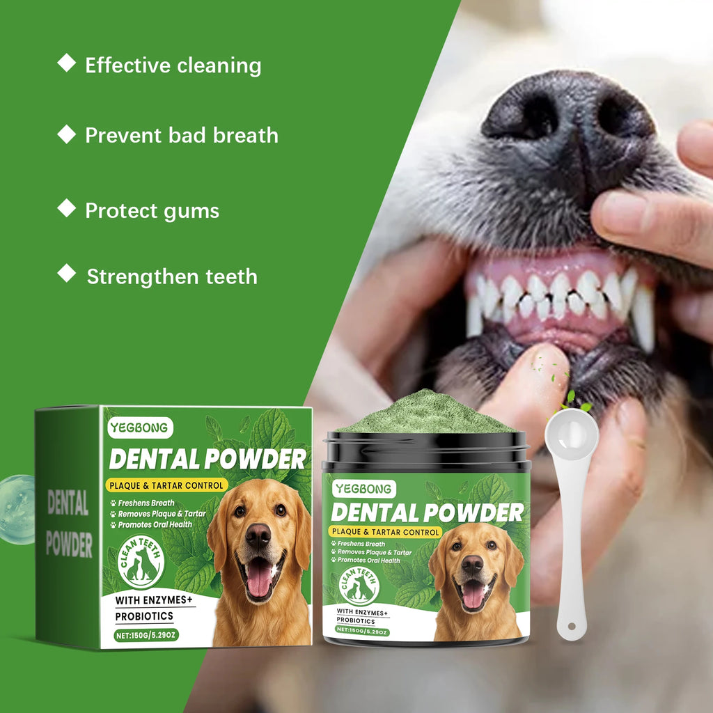 Pet Dental Powder 150g Enzymes & Probiotics Plaque & Tartar Control Breath Freshener for Dogs Oral Care Dog Cleaning Products Oasis Select