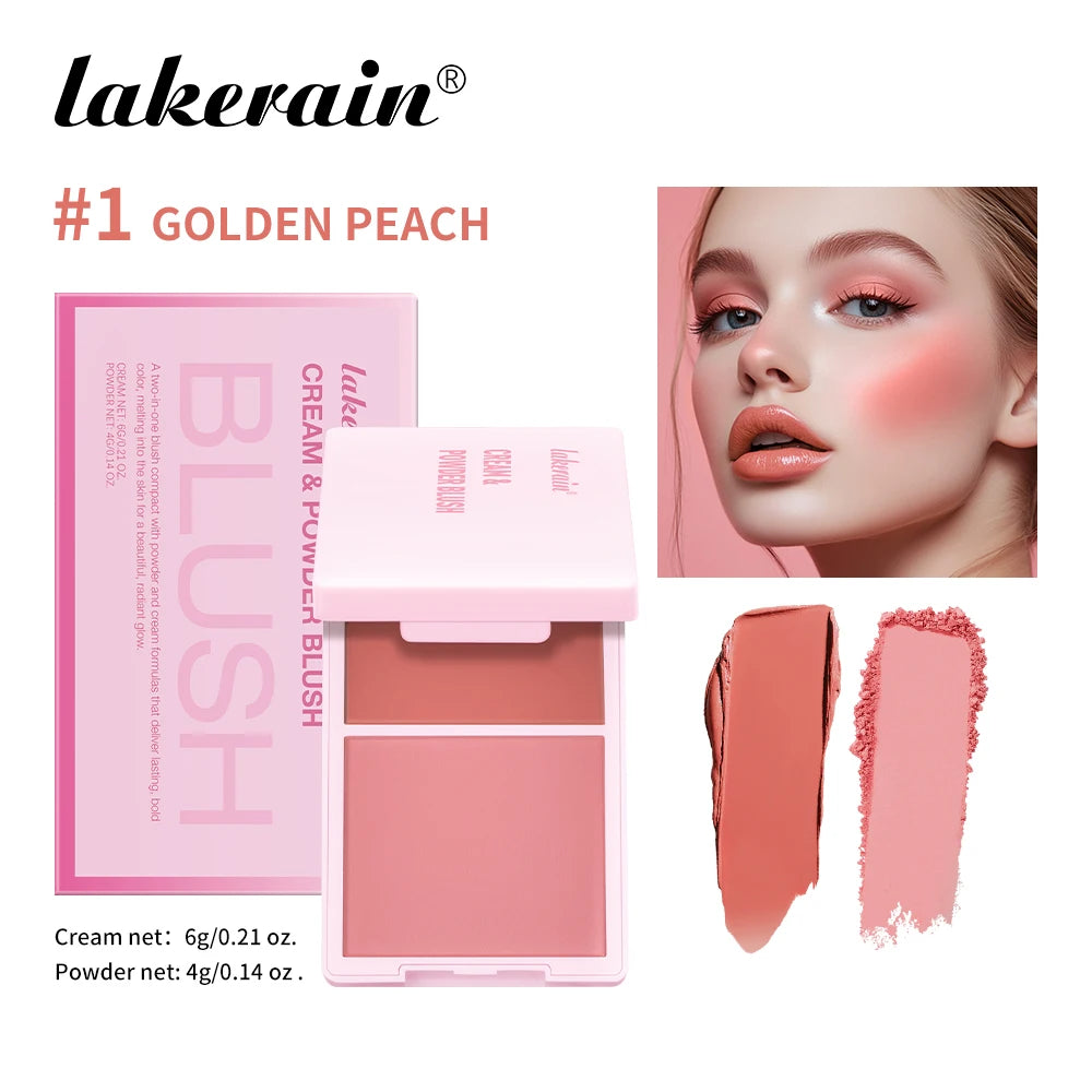 Cream&Powder Blush Palette Natural Long-lasting High Pigment Blush Makeup Contour Powder Beauty Peach Pink Korean Makeup Blush Oasis Select 1 Golden Peach