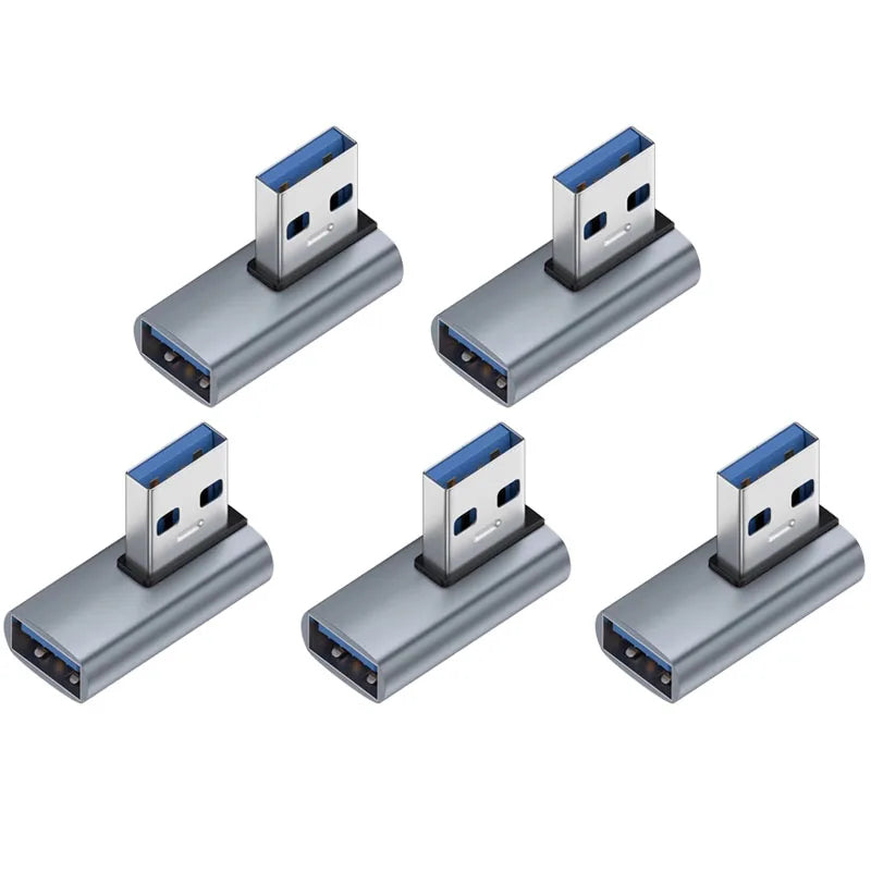 1-5pcs 90 Degree USB to USB Adapter Right Angle USB 3.0 Male to USB Female for Laptop Oasis Select Blue 5Pcs