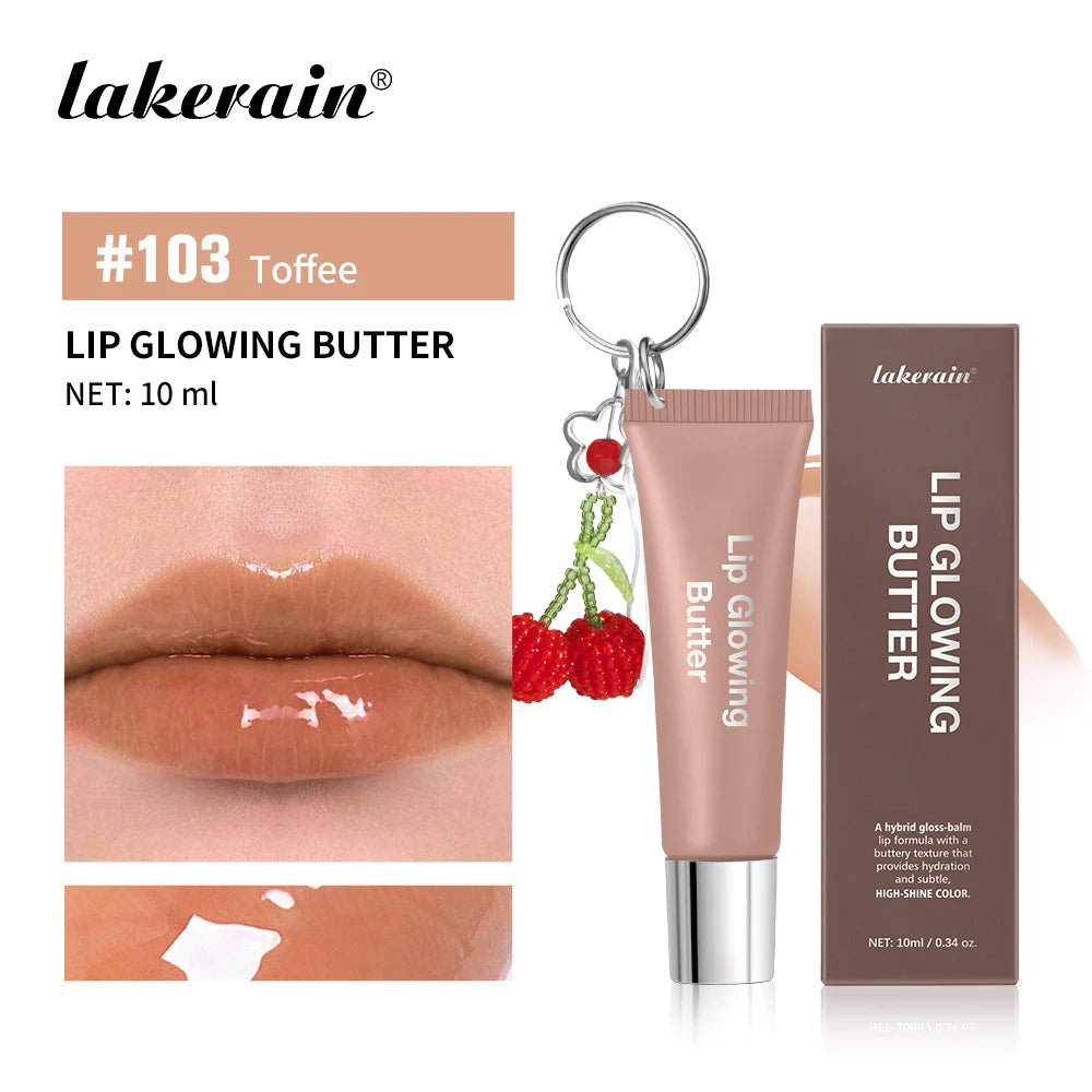Lakerain Butter Lip Glowing With Keychain Long Lasting Deep Hydration Natural Color Smooth Lip Quickly Improve Lip Condition Oasis Select Toffee