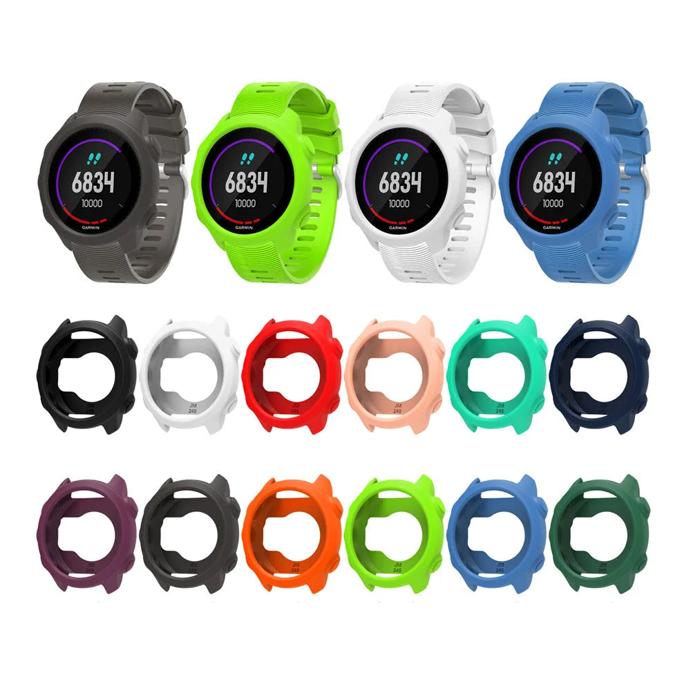 Silicone Protective Case Cover +Strap For Garmin Forerunner 245M/245 Smartwatch Strap Protector Shell Frame Protective Cases Oasis Select