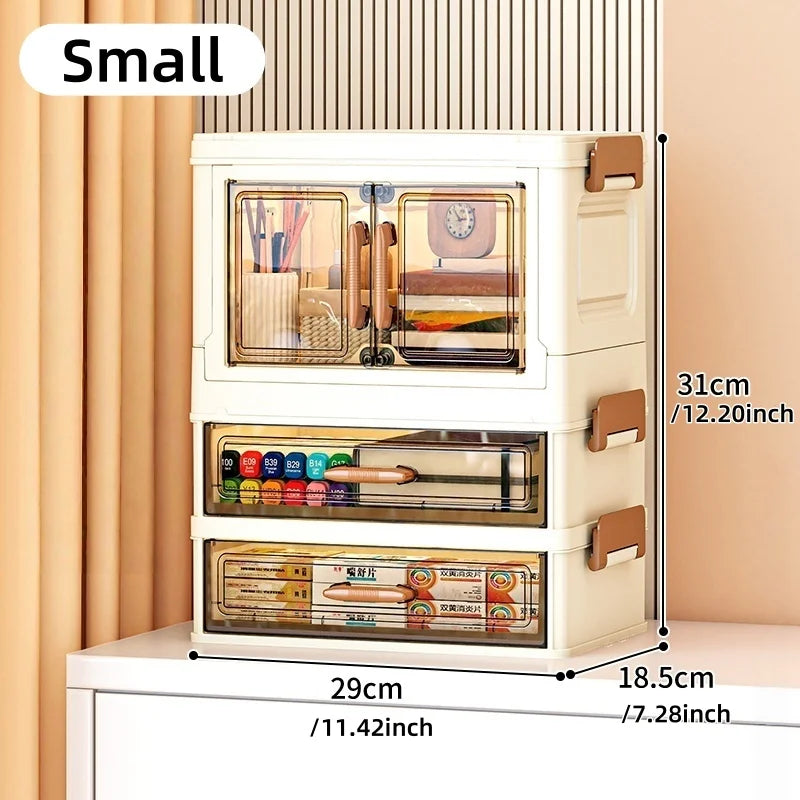 30/40cm Width, Foldable Desktop Organizer Multi-Layer Options,Cream Style Design,Perfect for Cosmetics，Stationery，Storage Box Oasis Select 30cm-1Large-2Small