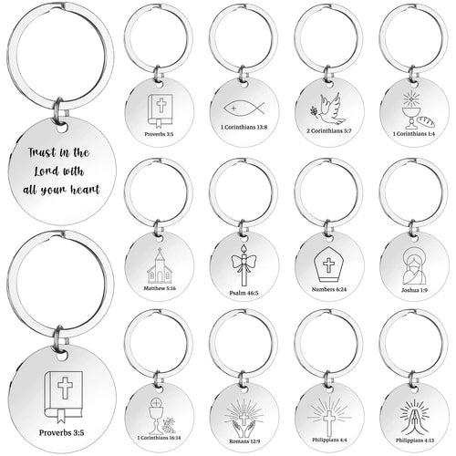 LTEIWFPE 24 Pcs Christian Keychain Bible Verse Keychains Bulk Religious Gifts Party Favors Scripture Quote Inspirational Tokens Oasis Select