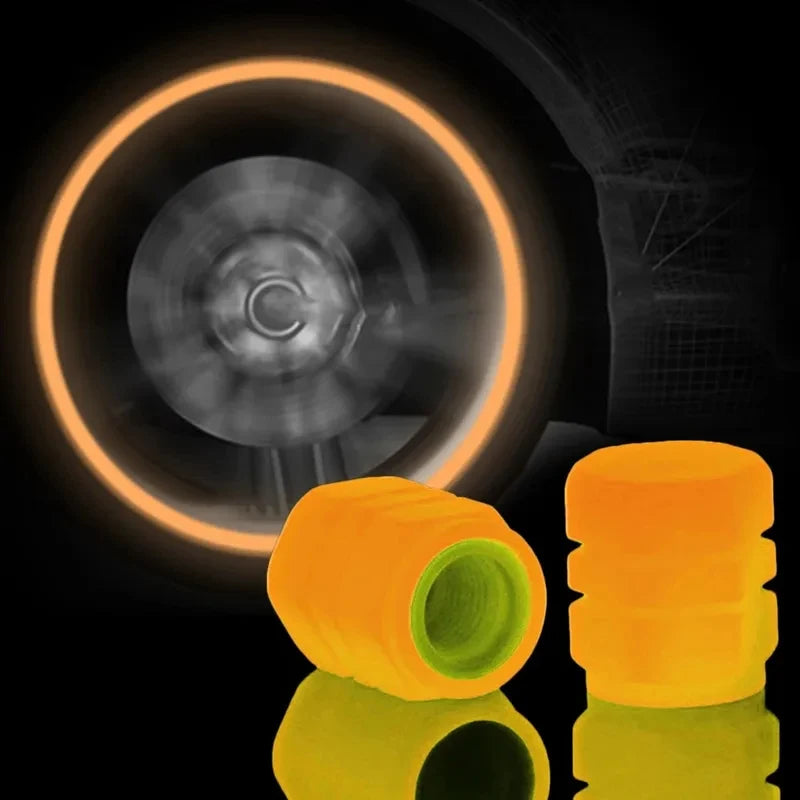 4/8/16/24pcs Tire Valve Caps Motorcycle Bike Wheel Nozzle Dustproof Tyre Valve Stem Fluorescent Night Glowing Car Accessories Oasis Select