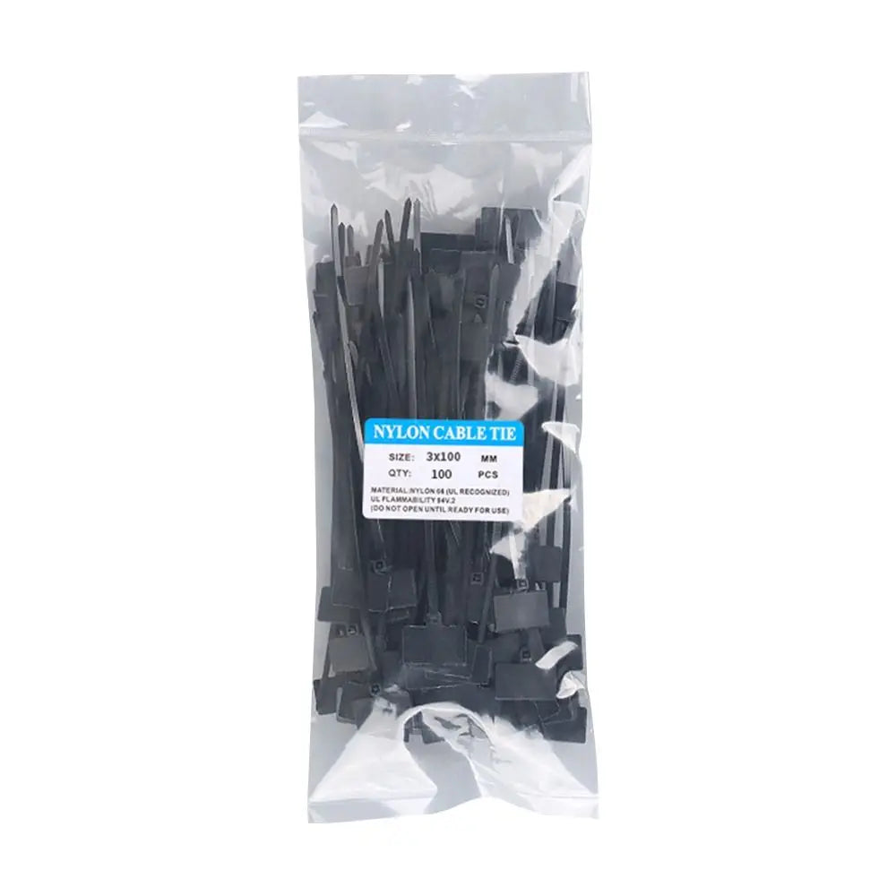 100pcs Plastic Loop Ties Markers Cable Easy Mark Nylon Cable Ties Tag Labels Tag Self-locking Zip Ties Oasis Select black