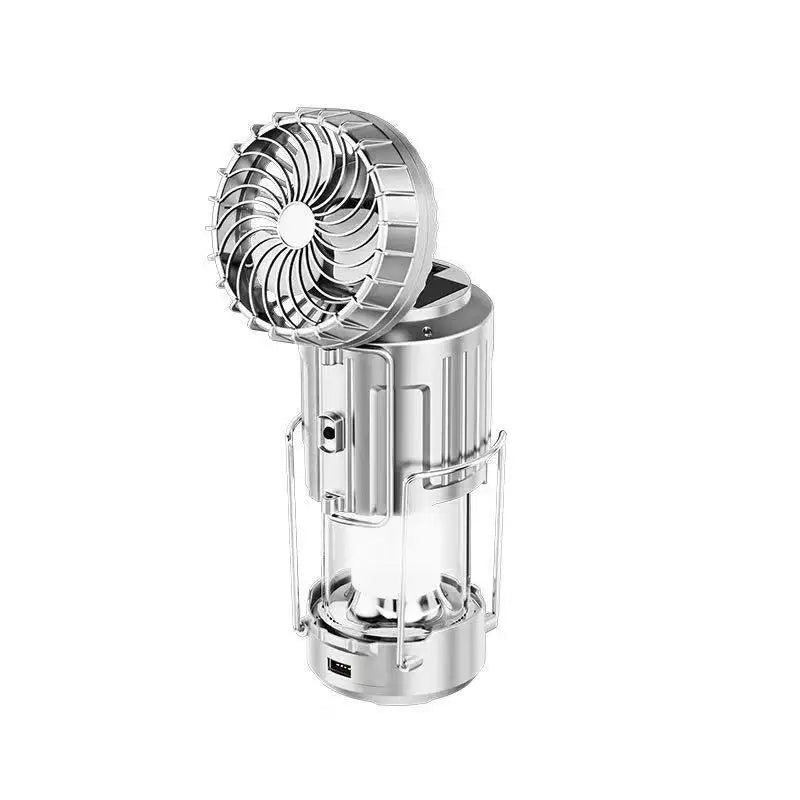3-in-1 Solar Charging Camping Light, Flashlight with Built-in Fan, Multifunctional Outdoor Lighting Lamp Oasis Select 1PC Silver