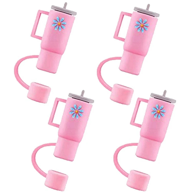 Straw Lid Suitable For Stanley Cup, Silicone Straw Plug, Compatible With Stanley 30 And 40 Ounce Flat Bottom Cups Oasis Select Pink 4PCS NONE