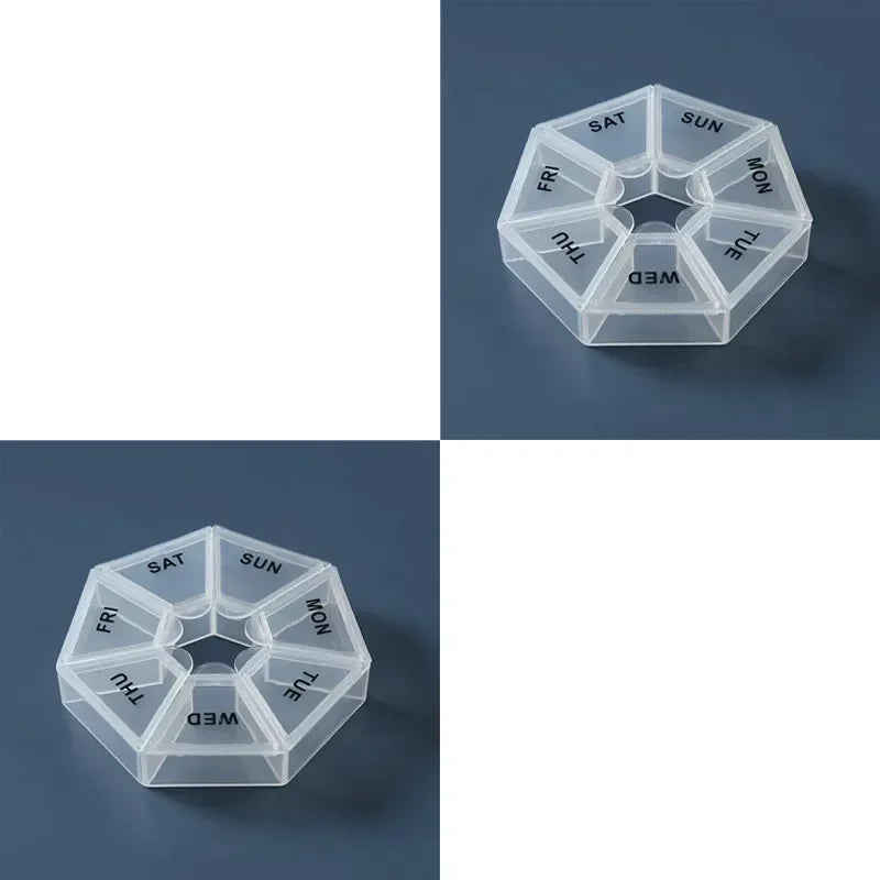 1/2/3pcs Portable Mini Seven Days Small Pill Box One Week Seven Days A Week Pill Organizers Multifunctional Medicine Case Oasis Select 2pcs-White