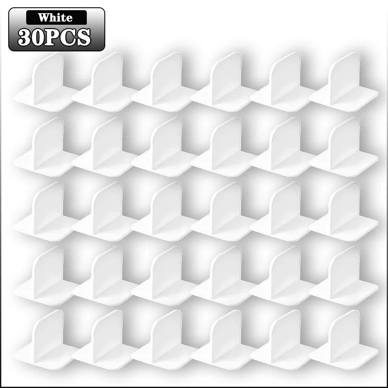 Multifunctional T Shape Bookshelf Fixing Bracket Anti Tip Furniture Fasteners for Shoe Rack and Bookcase No Drilling Required Oasis Select White-30PCS AS SHOWN