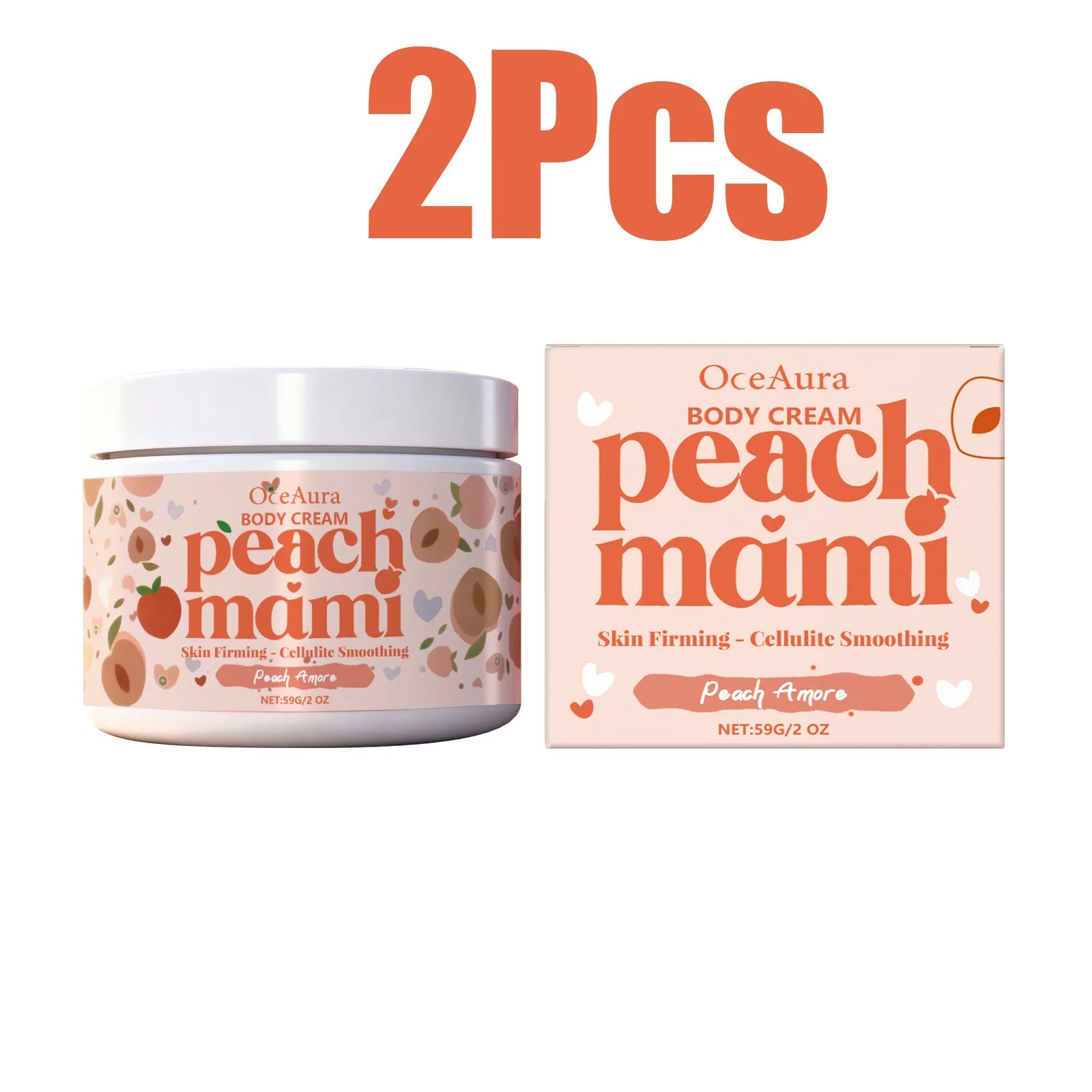 OceAura Peach Firming Body Cream – Tighten, Lift & Moisturize Firming Body Cream Oasis Select 2 x 59g Boxed