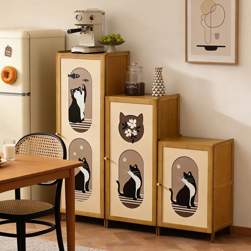 Bookshelf Floor-to-ceiling simple living room Small storage cabinet Household storage cabinet With door Crack storage cabinet Oasis Select