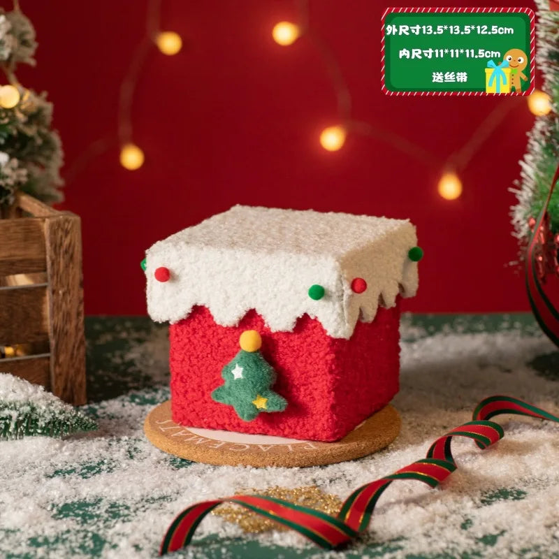 High-End Thickened Stiffened Christmas Box - Handmade DIY for Gifts, Christmas Eve Apple Storage & Festive Candy Packaging Oasis Select A 13.5X13.5X12.5CM