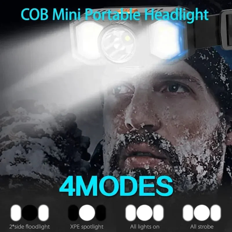 New LED Headlight COB Mini Portable USB Rechargeable Waterproof Fishing Work Light Outdoor Long Shot Head Mounted Torch Oasis Select