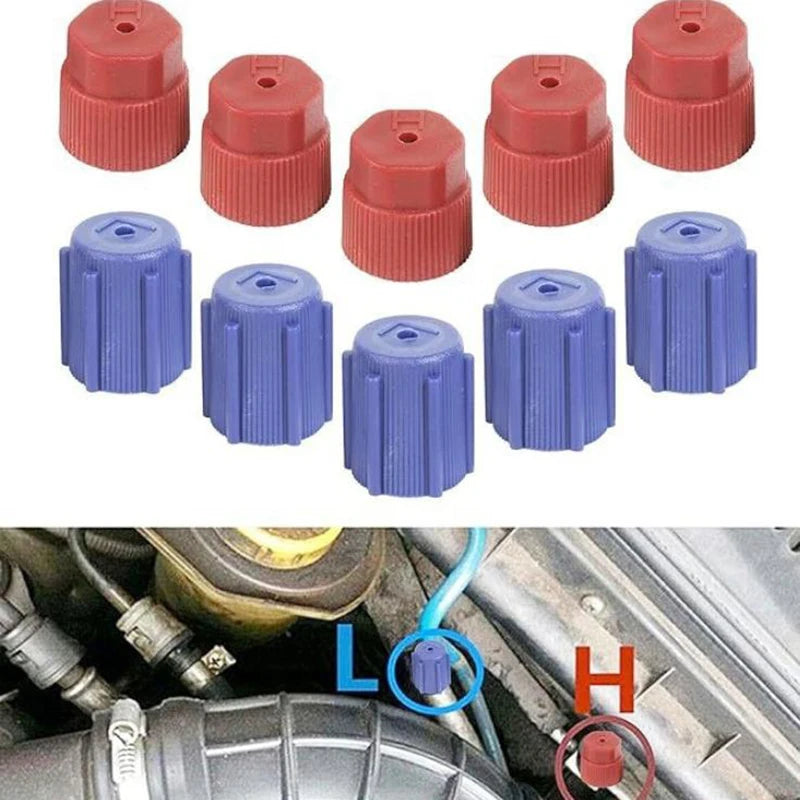Hot 10Pcs/Set R134a Cap A/C Cap 13mm And 16mm Car Air Conditioning Service AC System Charging Port Caps Low Side And High Side Oasis Select