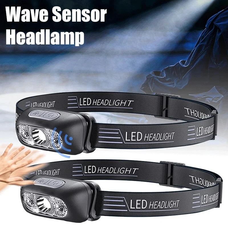 Mini Rechargeable Sensor Headlamp Waterproof Work Light Built-in Battery USB Rechargeable Head Flashlight Camping Search Light Oasis Select