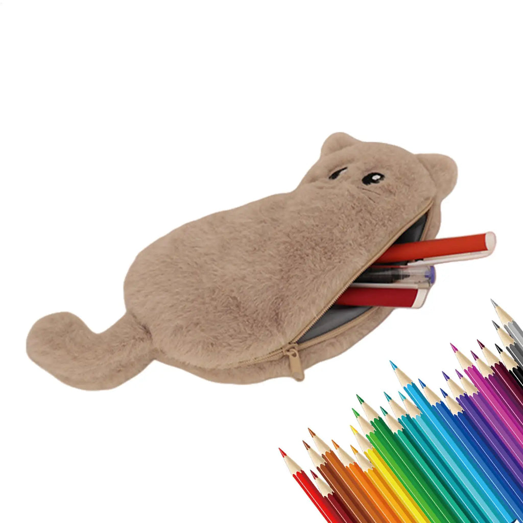 Pencil Case 1PC Cute Plush Cat Pencil Case Small Animal Design Fashion Pen Pouch School Supplies Stationery Box Gift For Kids Oasis Select Red