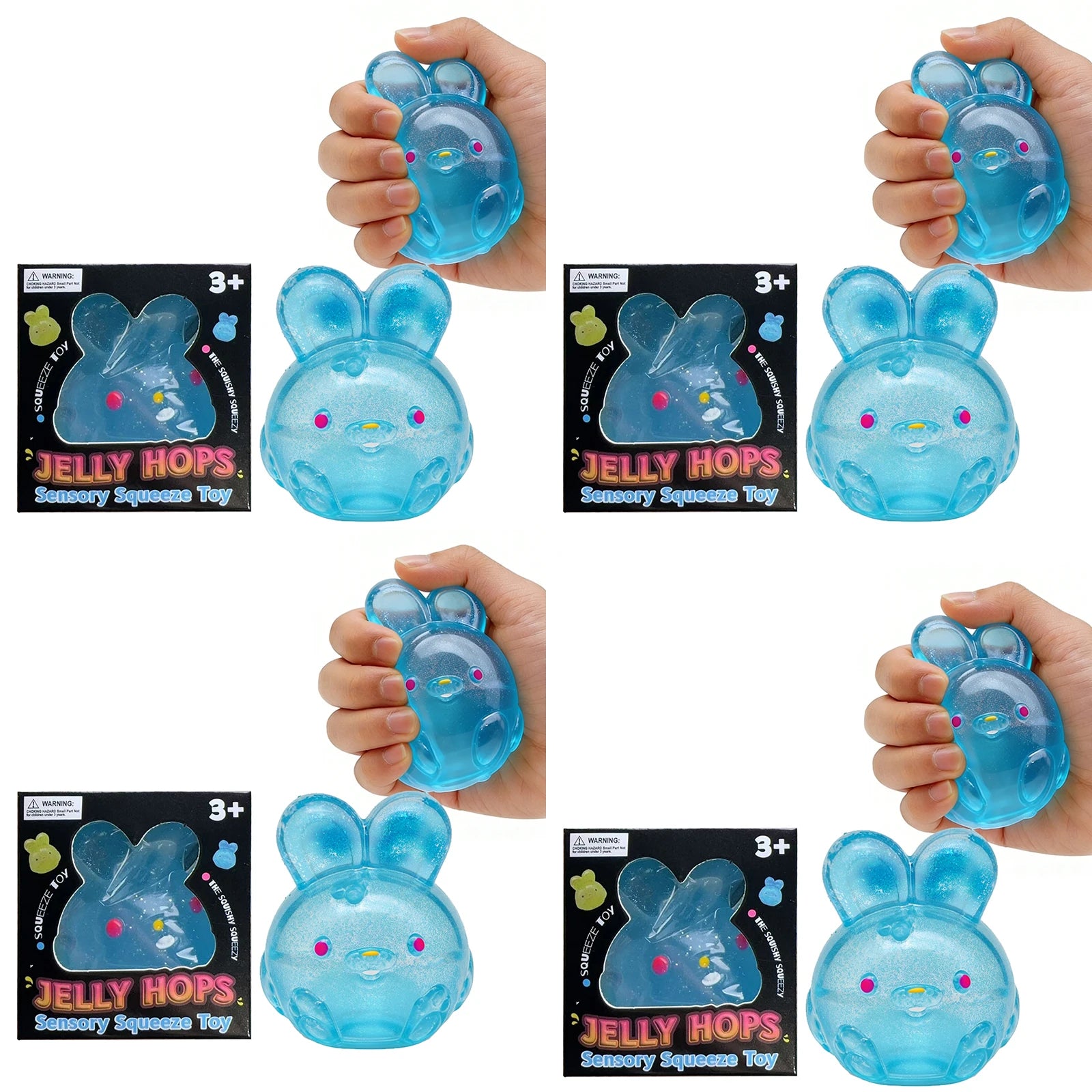 Jelly Squishy Toy Rabbit Shape TPR Material Stress Relief Toy For Kids Adults Fun Texture Portable Anti-Anxiety Toy Daily Use Oasis Select 4pc 1
