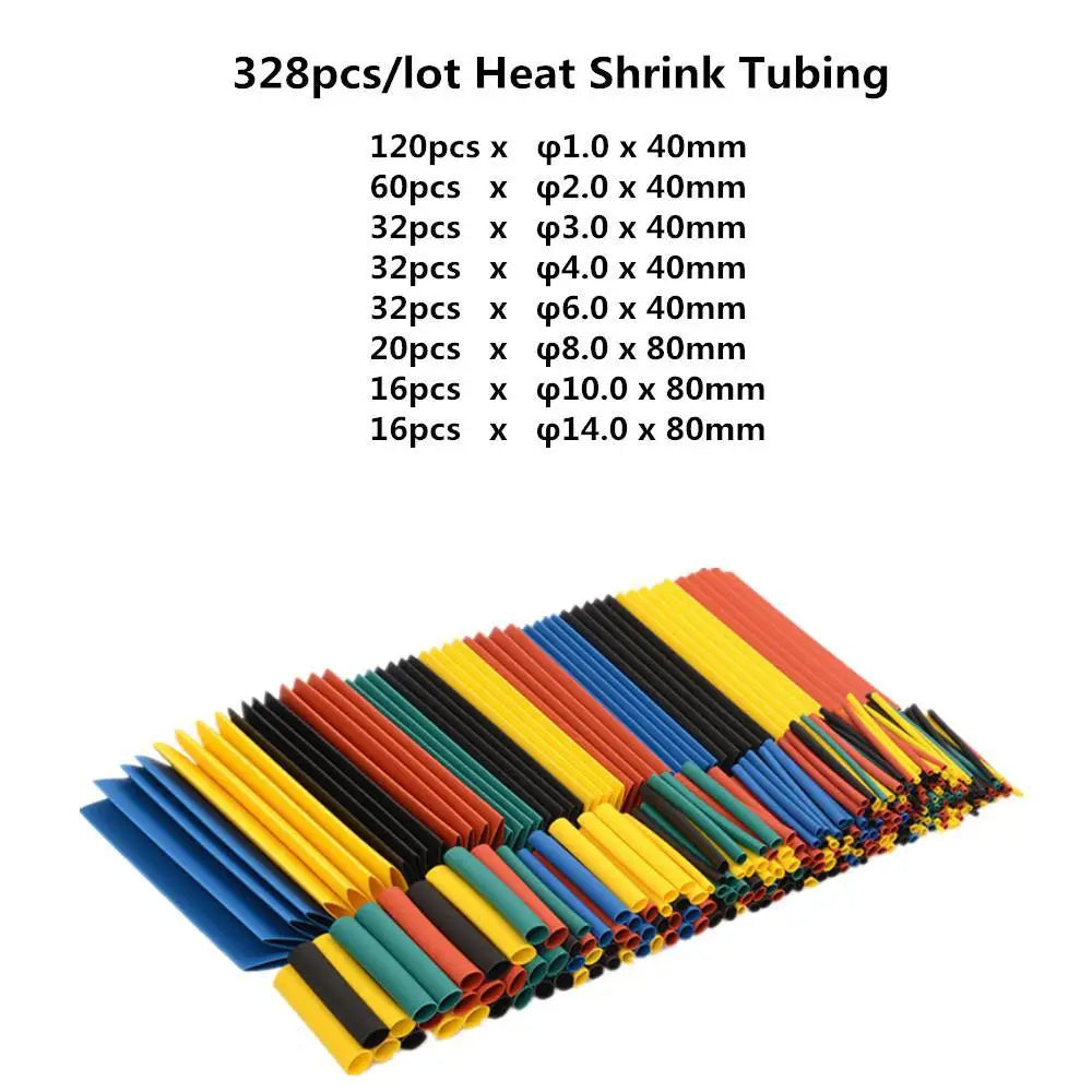 328/127pcs Colorful Heat Shrink Tubes 2:1 Accessories Polyolefin Tubes Car Cable Sheath Kit Data Cable Repair Home DIY Handcraft Oasis Select 328pcs
