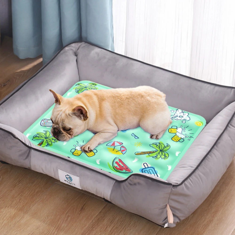 Summer Pet Cooling Mat for Dogs Cats Ice Silk Bed Pad Chill Sleeping Mat Reusable Non Toxic Non Slip for Pets Oasis Select